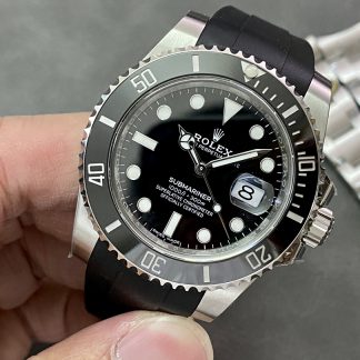 【Super Clone】Rolex Submariner 126610LN Black Rubber Strap Black Dial 41mm Mens Replica Watch