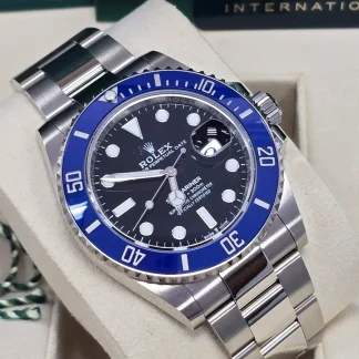 【Super Clone】Rolex White Gold Submariner Date Watch - The Blueberry - Blue Bezel - Black Dial (Ref # 126619LB)