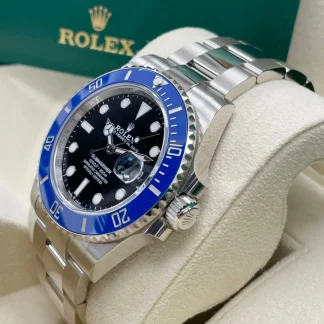 【Super Clone】Rolex White Gold Submariner Date Watch - The Blueberry - Blue Bezel - Black Dial (Ref # 126619LB)