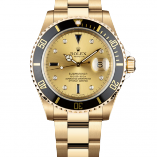 【Super Clone】Rolex Submariner 40 18k Champagne Diamond Dial Black Bezel 16613T Gold Watch