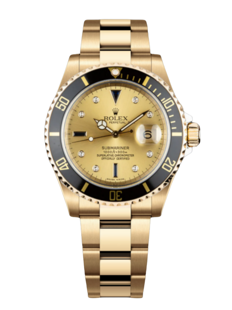 【Super Clone】Rolex Submariner 40 18k Champagne Diamond Dial Black Bezel 16613T Gold Watch