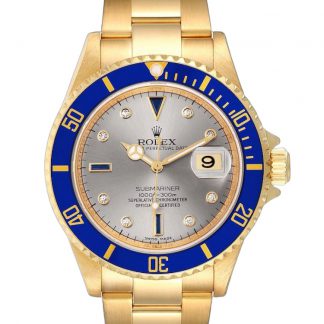 【Super Clone】Rolex Submariner 16618 Serti Dial Blue Bezel 40mm Mens Replica Watch