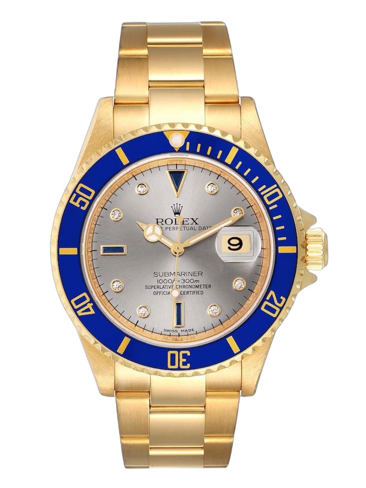 【Super Clone】Rolex Submariner 16618 Serti Dial Blue Bezel 40mm Mens Replica Watch