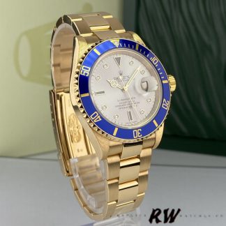 【Super Clone】Rolex Submariner 16618 Serti Dial Blue Bezel 40mm Mens Replica Watch