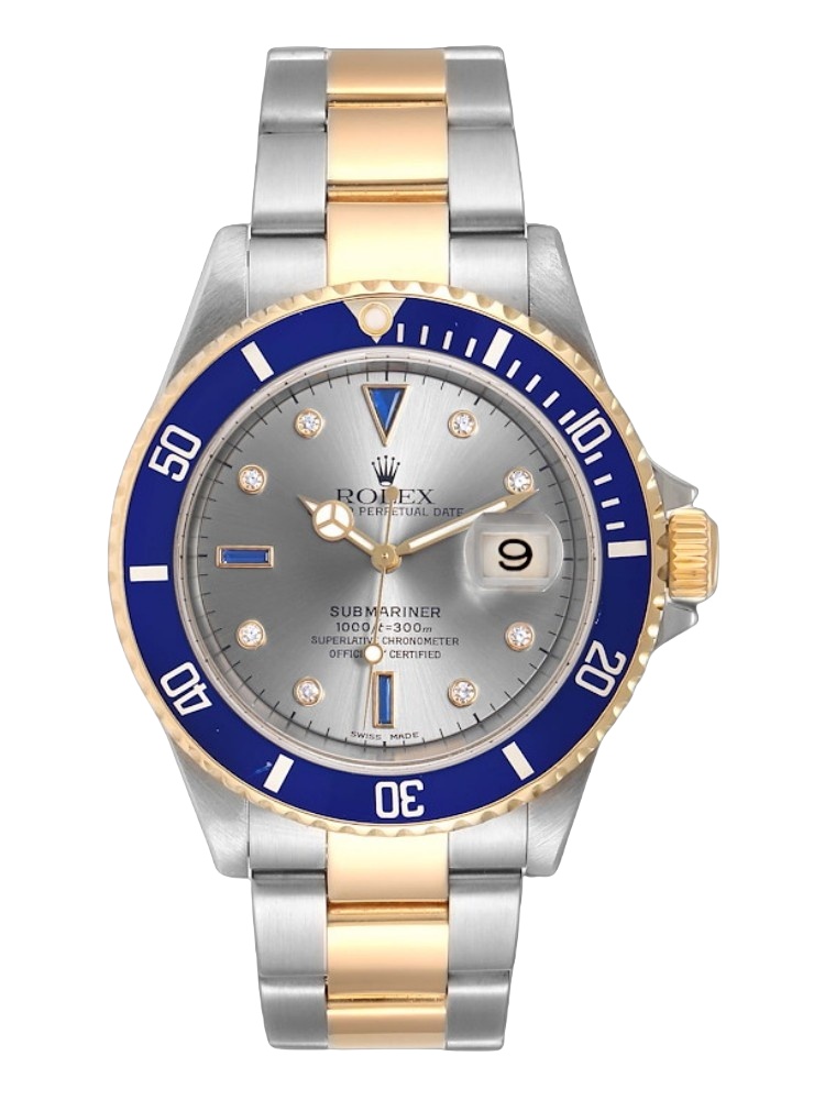 【Super Clone】Rolex Submariner 16613 Steel Gold Diamond Sapphire Serti Dial 40mm Mens Replica Watch