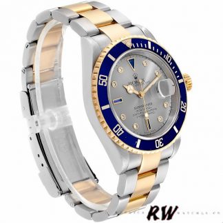 【Super Clone】Rolex Submariner 16613 Steel Gold Diamond Sapphire Serti Dial 40mm Mens Replica Watch
