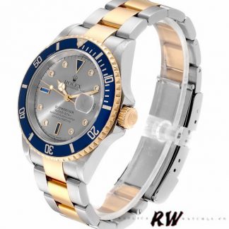【Super Clone】Rolex Submariner 16613 Steel Gold Diamond Sapphire Serti Dial 40mm Mens Replica Watch