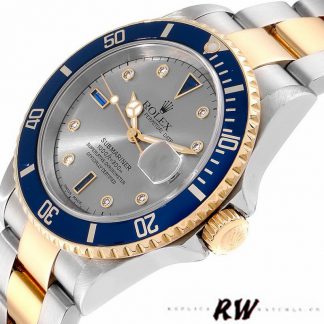 【Super Clone】Rolex Submariner 16613 Steel Gold Diamond Sapphire Serti Dial 40mm Mens Replica Watch