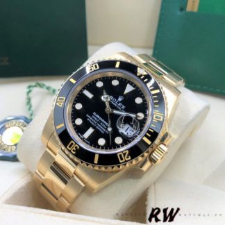 【Super Clone】Rolex Submariner 116618 Yellow Gold Black Dial 40mm Mens Replica Watch