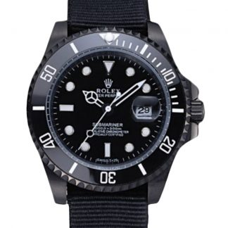 【Super Clone】Rolex Submariner 622006 Black nylon strap Black Dial 40mm Mens Replica Watch