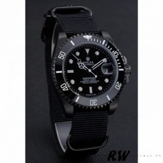 【Super Clone】Rolex Submariner 622006 Black nylon strap Black Dial 40mm Mens Replica Watch