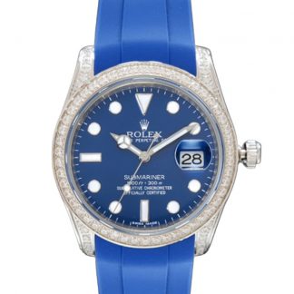 【Super Clone】Rolex Submariner 116610 Blue Dial Blue Rubber strap 40mm Mens Replica Watch