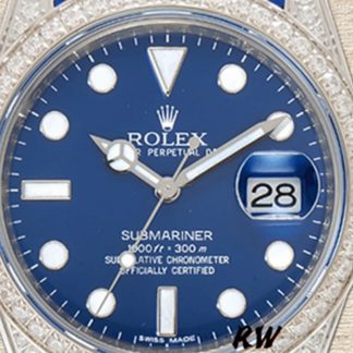 【Super Clone】Rolex Submariner 116610 Blue Dial Blue Rubber strap 40mm Mens Replica Watch