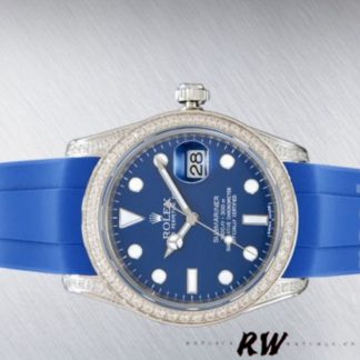 【Super Clone】Rolex Submariner 116610 Blue Dial Blue Rubber strap 40mm Mens Replica Watch