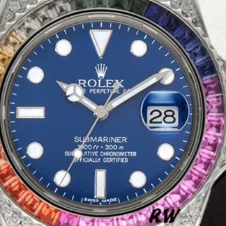 【Super Clone】Rolex Submariner 116610 Blue Dial Blue Rubber strap 40mm Mens Replica Watch