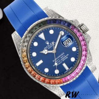 【Super Clone】Rolex Submariner 116610 Blue Dial Blue Rubber strap 40mm Mens Replica Watch