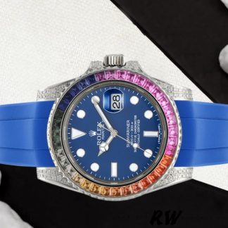 【Super Clone】Rolex Submariner 116610 Blue Dial Blue Rubber strap 40mm Mens Replica Watch