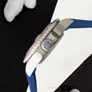 【Super Clone】Rolex Submariner 116610 Blue Dial Blue Rubber strap 40mm Mens Replica Watch