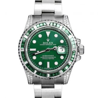 【Super Clone】Rolex Submariner Date 116610LN Custom Diamond Stainless Steel Green Dial 40MM Mens Replica Watch