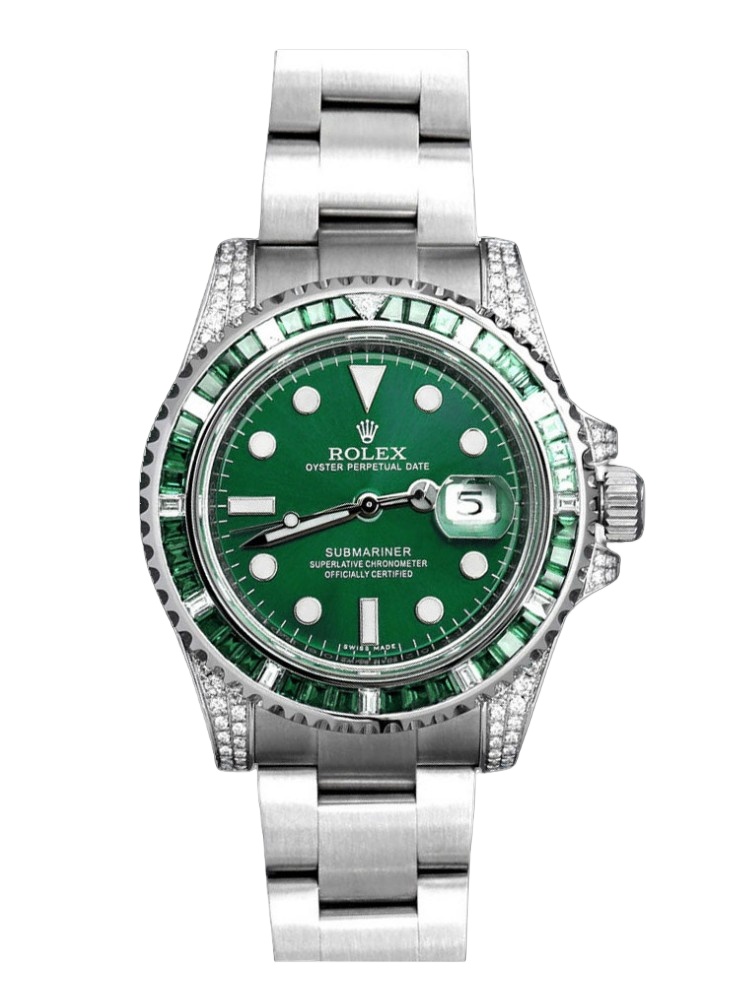 【Super Clone】Rolex Submariner Date 116610LN Custom Diamond Stainless Steel Green Dial 40MM Mens Replica Watch