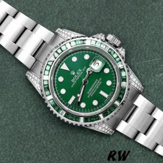 【Super Clone】Rolex Submariner Date 116610LN Custom Diamond Stainless Steel Green Dial 40MM Mens Replica Watch