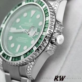 【Super Clone】Rolex Submariner Date 116610LN Custom Diamond Stainless Steel Green Dial 40MM Mens Replica Watch