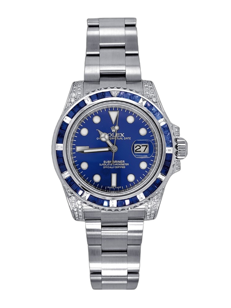 【Super Clone】Rolex Submariner Date 116610LN Custom Diamond Stainless Steel Blue Dial 40MM Mens Replica Watch