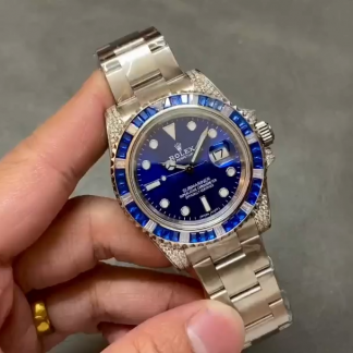 【Super Clone】Rolex Submariner Date 116610LN Custom Diamond Stainless Steel Blue Dial 40MM Mens Replica Watch