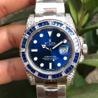【Super Clone】Rolex Submariner Date 116610LN Custom Diamond Stainless Steel Blue Dial 40MM Mens Replica Watch