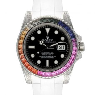 【Super Clone】Rolex Submariner 116610 Black Dial White Rubber strap 40mm Mens Replica Watch