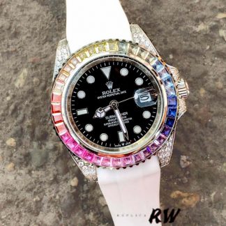 【Super Clone】Rolex Submariner 116610 Black Dial White Rubber strap 40mm Mens Replica Watch