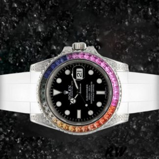 【Super Clone】Rolex Submariner 116610 Black Dial White Rubber strap 40mm Mens Replica Watch