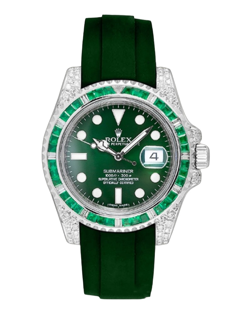 【Super Clone】Rolex Submariner 116610 Green Dial Rubber strap 40mm Mens Replica Watch