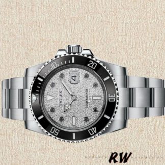 【Super Clone】Rolex Submariner 116610 Diamond Paved Dial Stainless Steel 40mm Mens Replica Watch
