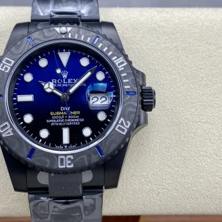 【Super Clone】Rolex Submariner Diw 116610 PVD-DLC Stainless Steel Carbon Fiber Bezel Blue Dial