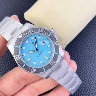 【Super Clone】Rolex Submariner Sandblasted DIWF Edition Carbon Bezel  Ice Blue Dial