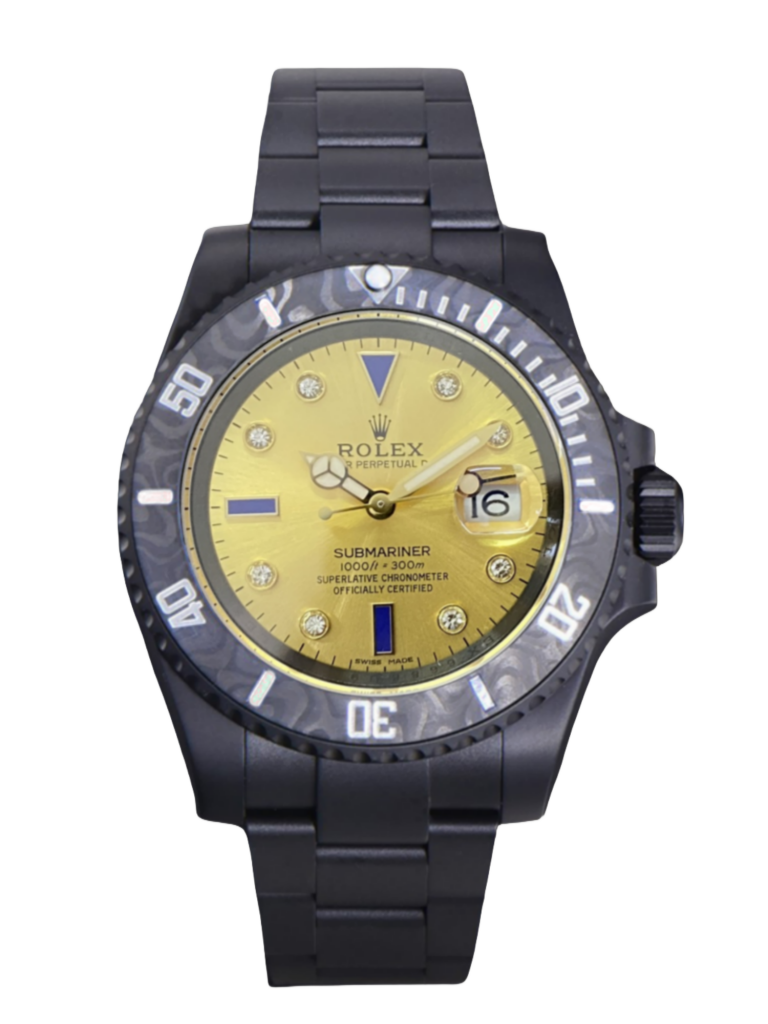 【Super Clone】Rolex Submariner Diw 116610 PVD-DLC Stainless Steel Carbon Fiber Bezel Champagne Dial