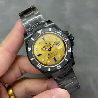 【Super Clone】Rolex Submariner Diw 116610 PVD-DLC Stainless Steel Carbon Fiber Bezel Champagne Dial