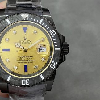 【Super Clone】Rolex Submariner Diw 116610 PVD-DLC Stainless Steel Carbon Fiber Bezel Champagne Dial