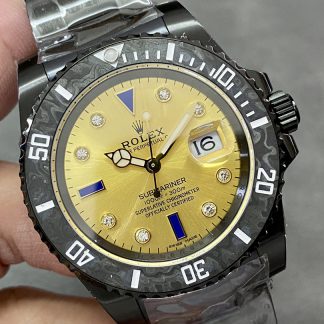 【Super Clone】Rolex Submariner Diw 116610 PVD-DLC Stainless Steel Carbon Fiber Bezel Champagne Dial