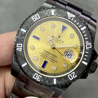 【Super Clone】Rolex Submariner Diw 116610 PVD-DLC Stainless Steel Carbon Fiber Bezel Champagne Dial