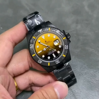 【Super Clone】Rolex Submariner 116610 PVD-DLC Stainless Steel Carbon Fiber Bezel Yellow & Black Dial