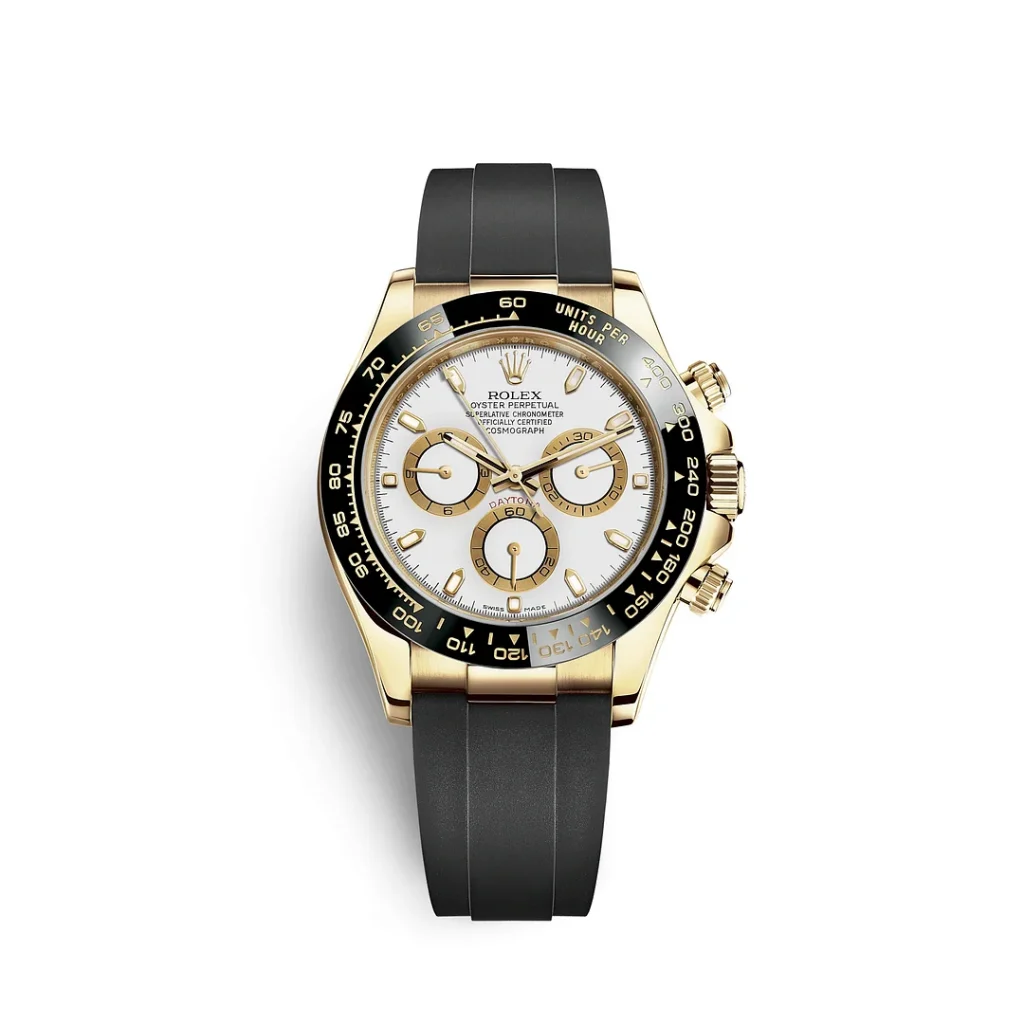 【Super Clone】Rolex Daytona Yellow Gold / Ceramic / White / Oysterflex  m126518ln-0002