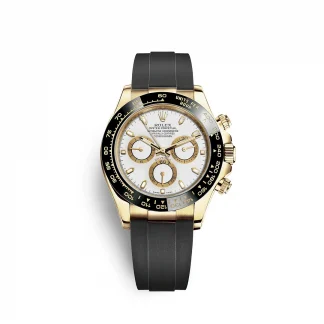 【Super Clone】Rolex Daytona Yellow Gold / Ceramic / White / Oysterflex  m126518ln-0002