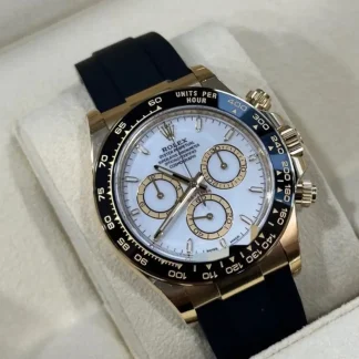 【Super Clone】Rolex Daytona Yellow Gold / Ceramic / White / Oysterflex  m126518ln-0002
