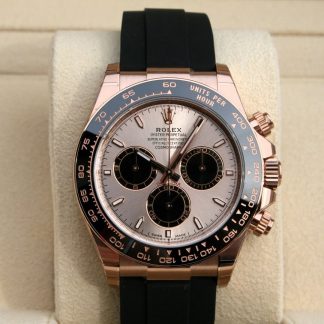 【Super Clone】ROLEX Daytona Rose Gold/Ceramic /Sundust /Oysterfiex  m126515LN-0006