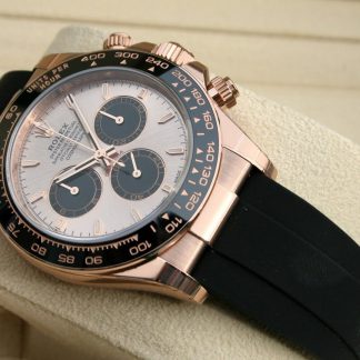 【Super Clone】ROLEX Daytona Rose Gold/Ceramic /Sundust /Oysterfiex  m126515LN-0006