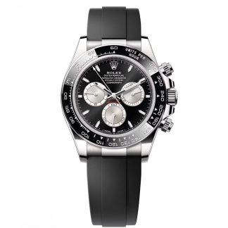 【Super Clone】Rolex Cosmograph Daytona White Gold Mens Watch-126519LN Black Oysterflex