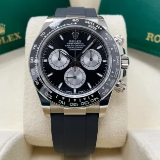 【Super Clone】Rolex Cosmograph Daytona White Gold Mens Watch-126519LN Black Oysterflex