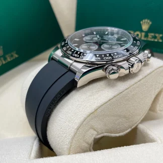【Super Clone】Rolex Cosmograph Daytona White Gold Mens Watch-126519LN Black Oysterflex
